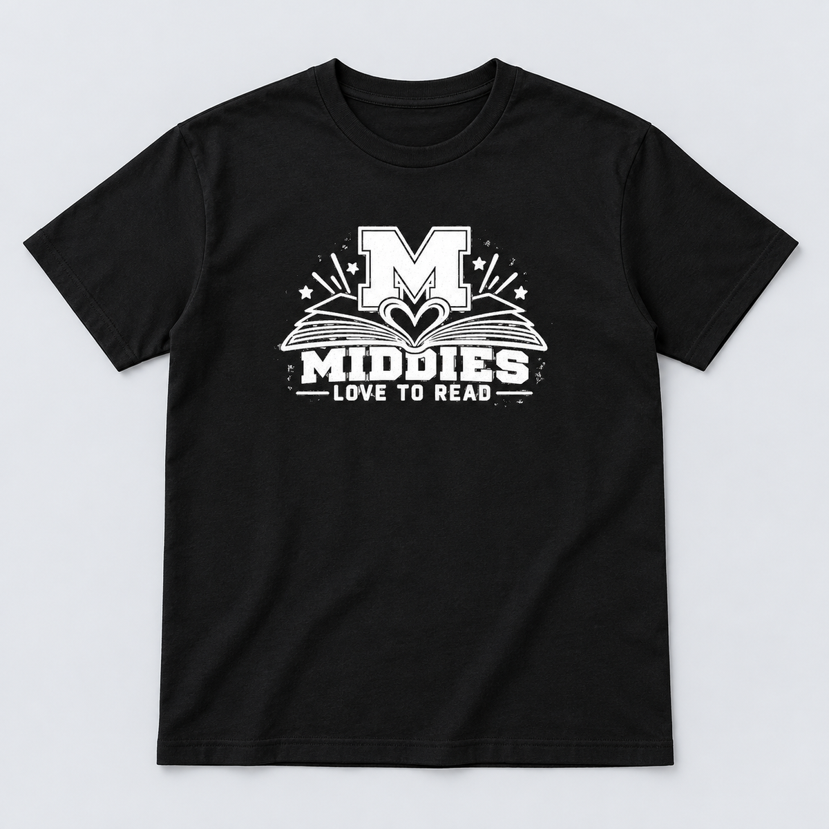 Middies Love to Read Black Tee — White Logo