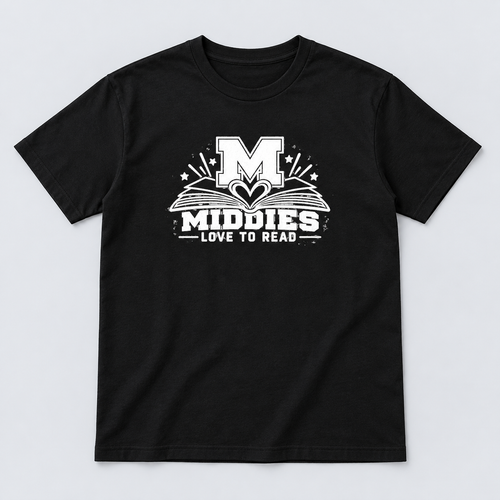 Middies Love to Read Black Tee — White Logo